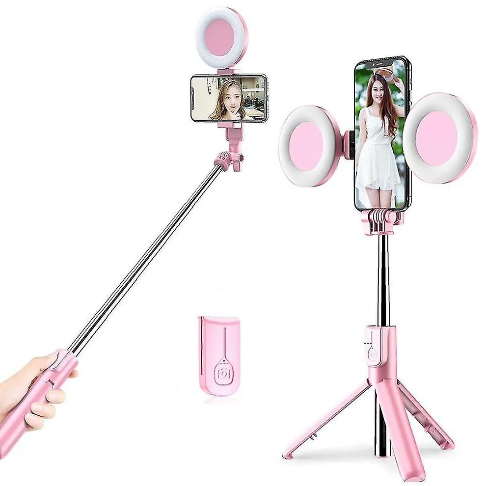 1 light black Bluetooth Selfie Stick Led Ring Light Extendable Handheld Live Tripod AZ16468