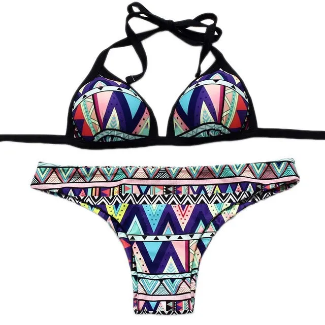 2017 New Leaf Print Bikini Brazilian Retro Bikini Swimsuits Sexy Bathing Suit Women Print Swimwear  Biquini Maillot De Bain