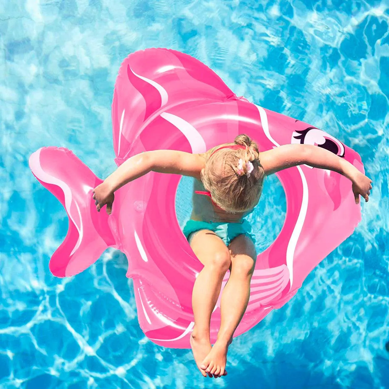 31" Pink Inflatable Fish Children's Swim Ring