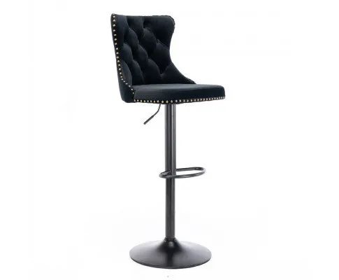 4x Height Adjustable Swivel Bar Stool Velvet Nailhead Barstool with Footrest