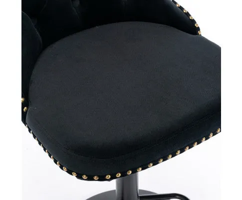 4x Height Adjustable Swivel Bar Stool Velvet Nailhead Barstool with Footrest