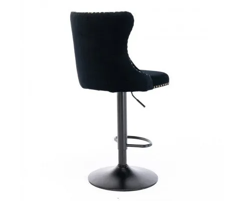 4x Height Adjustable Swivel Bar Stool Velvet Nailhead Barstool with Footrest