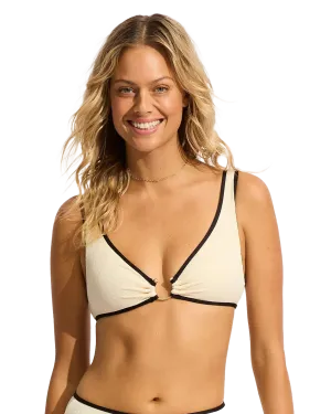 Beach Bound Ring Front Tank Bikini Top in Ecru