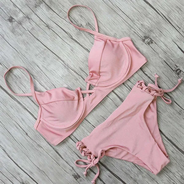 Bikini 2017 New Arrival Swimwear Women Bikini Set Cross Bandage Beach Bathing Suit Top Low Waist Swimsuit Push Up Brazilian Suit