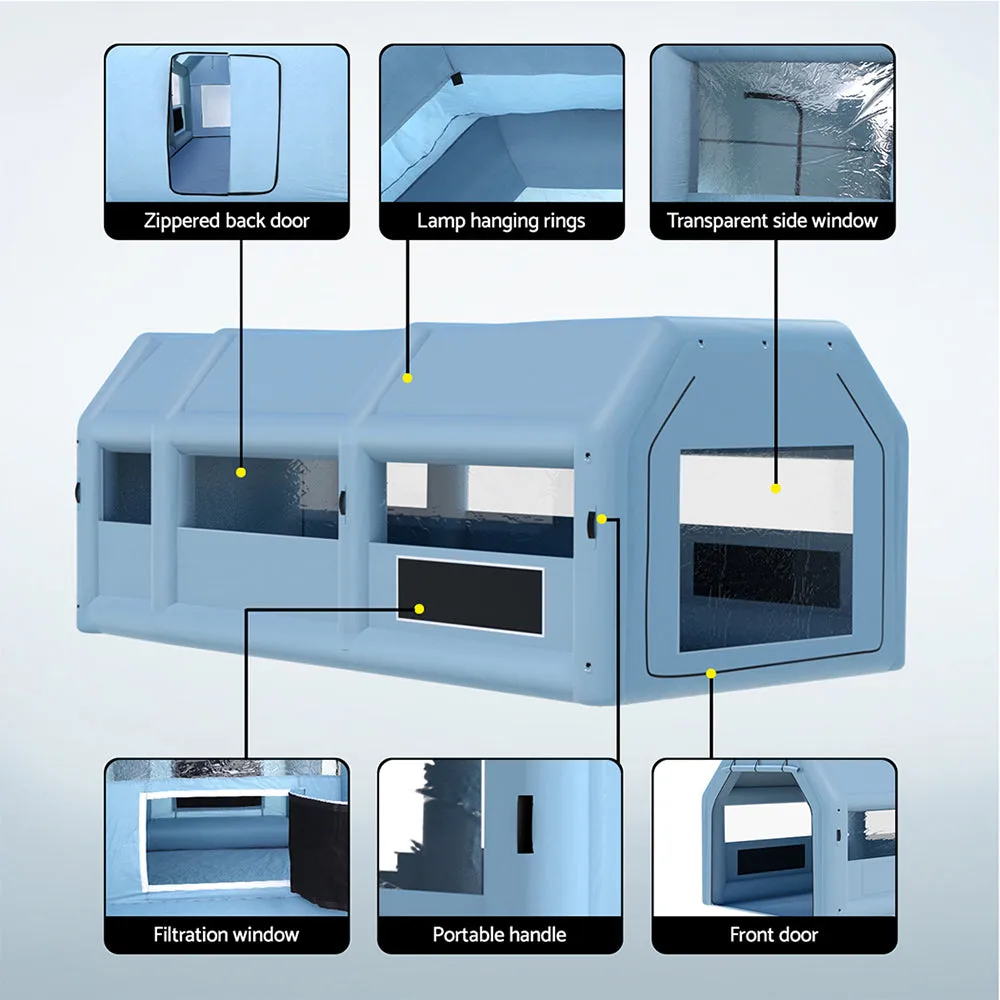 Durable Inflatable Spray Booth Tent, 2 Blowers, Filtration - Giantz