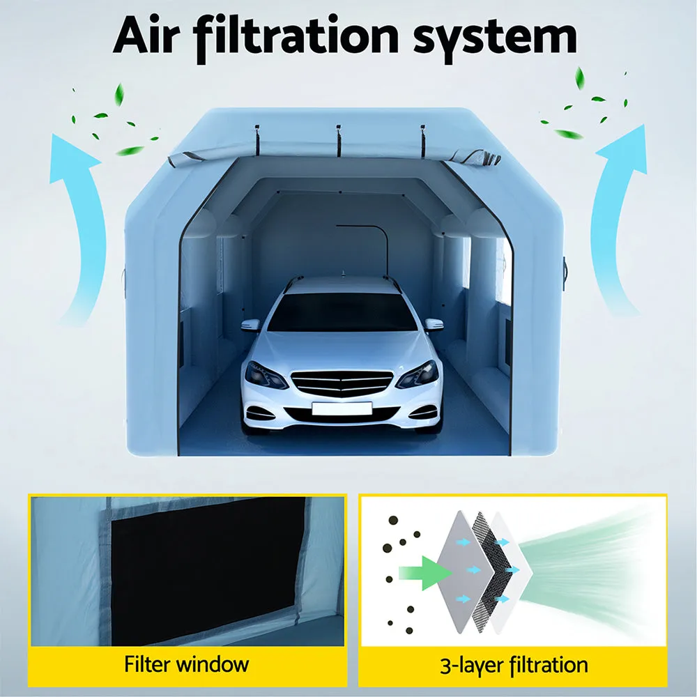 Durable Inflatable Spray Booth Tent, 2 Blowers, Filtration - Giantz