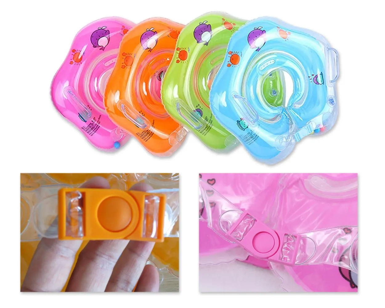 Flower Adjustable Baby Neck Float Swimming Ring - Orange