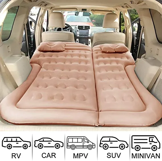 ITEM# 0055   Vehicle Air Mattress Camping Bed Cushion Pillow - Inflatable Thickened Car Air Bed with Electric Air Pump Flocking Surface Portable Sleeping Pad for Travel Camping Upgraded Version (Watch Video)