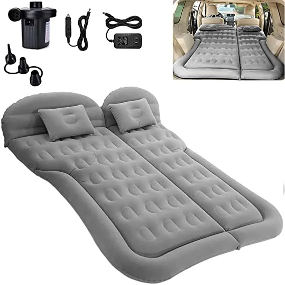 ITEM# 0055   Vehicle Air Mattress Camping Bed Cushion Pillow - Inflatable Thickened Car Air Bed with Electric Air Pump Flocking Surface Portable Sleeping Pad for Travel Camping Upgraded Version (Watch Video)