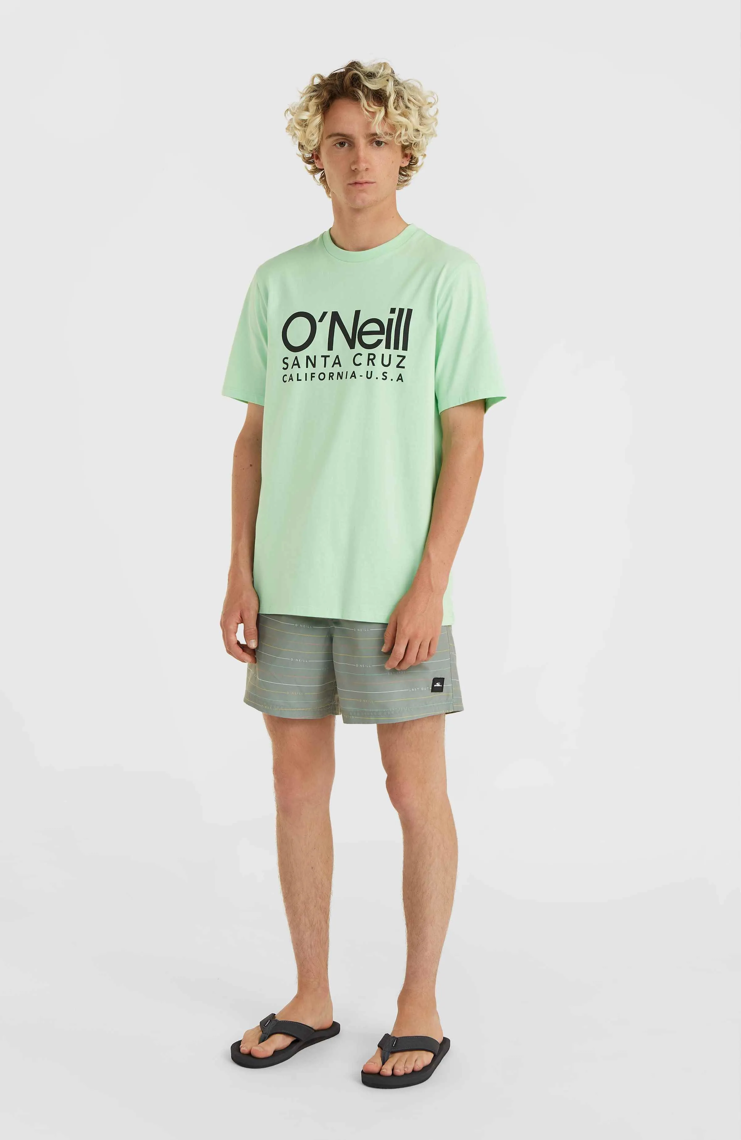 Jack O'Neill Cali First 15" Swim Shorts | Green First Name Stripe