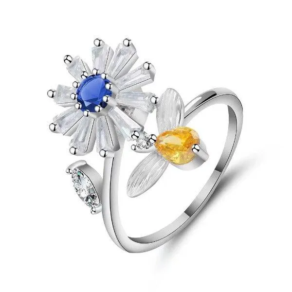 Jasmine - Anti-Anxiety Rotating Flower Ring