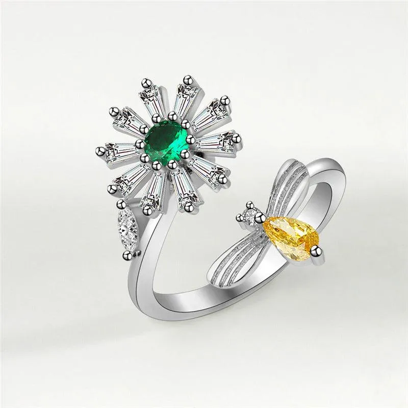 Jasmine - Anti-Anxiety Rotating Flower Ring