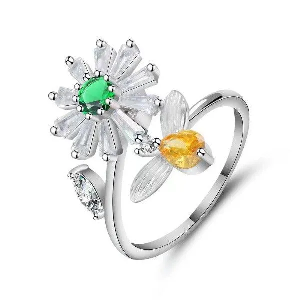 Jasmine - Anti-Anxiety Rotating Flower Ring