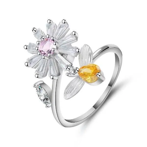 Jasmine - Anti-Anxiety Rotating Flower Ring