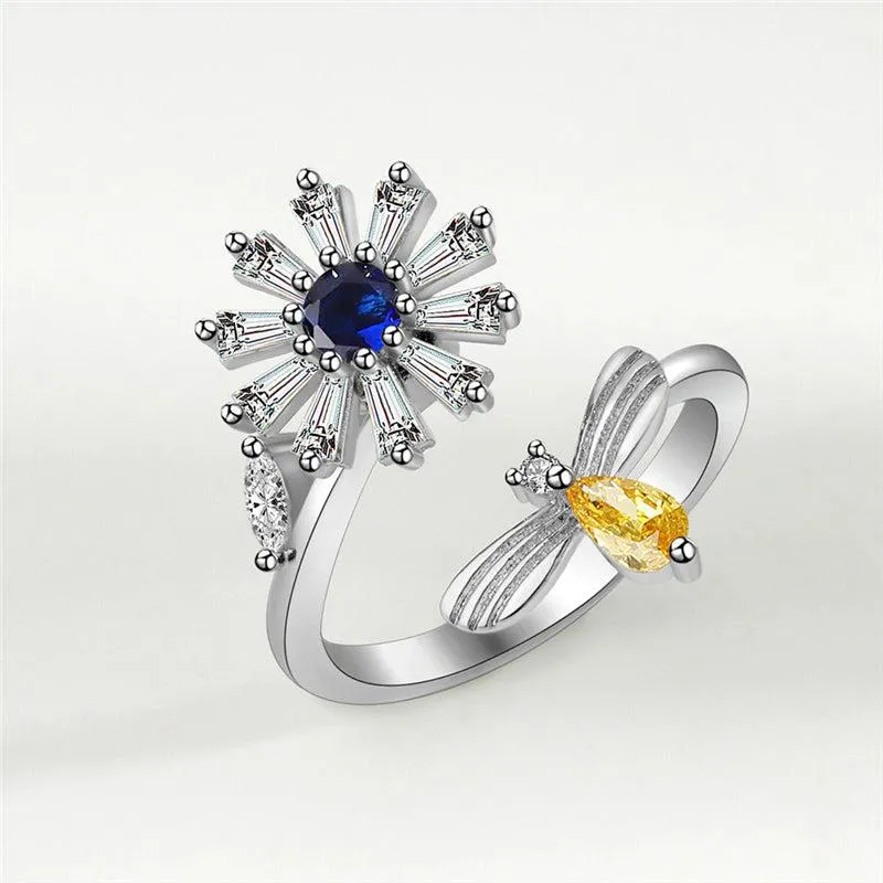 Jasmine - Anti-Anxiety Rotating Flower Ring