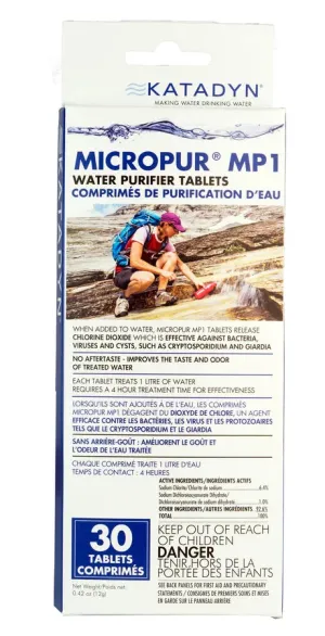 Katadyn Micropur MP1 Water Purifier Tablets (Package of 30)