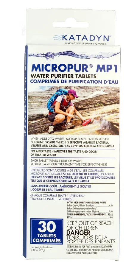 Katadyn Micropur MP1 Water Purifier Tablets (Package of 30)