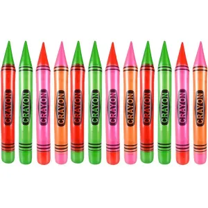 Kicko 44 Inch Inflatable Neon Crayons - 12 Pieces of Assorted Oversized Blow-Up Colored