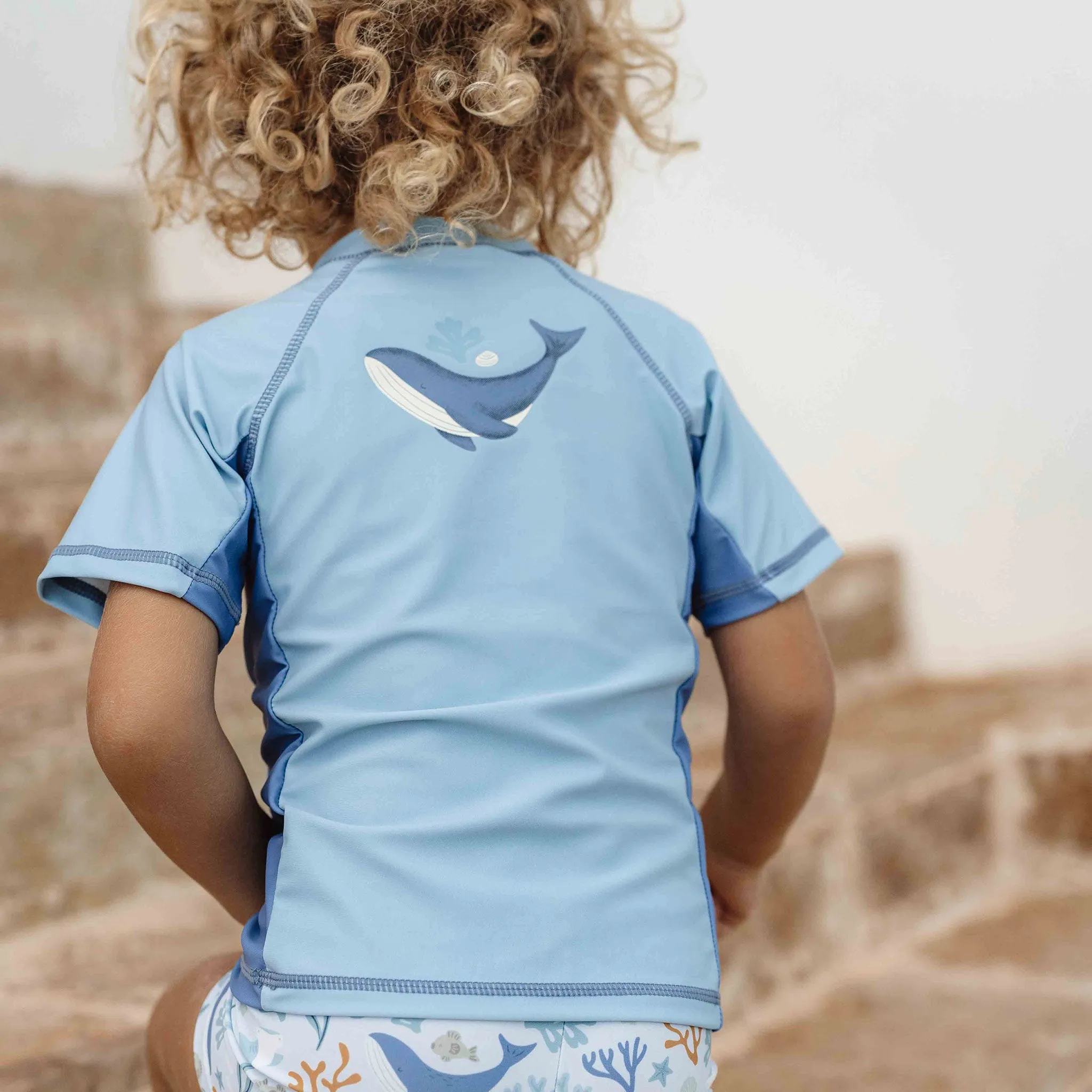 Little Dutch Short-Sleeve Rash Vest - Blue Whale