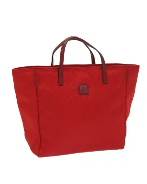 Micro GG Canvas Tote Bag in Red Nylon