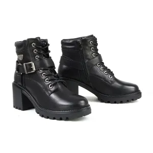 Milwaukee Leather MBL9316 Women's Black Leather Lace-Up Motorcycle