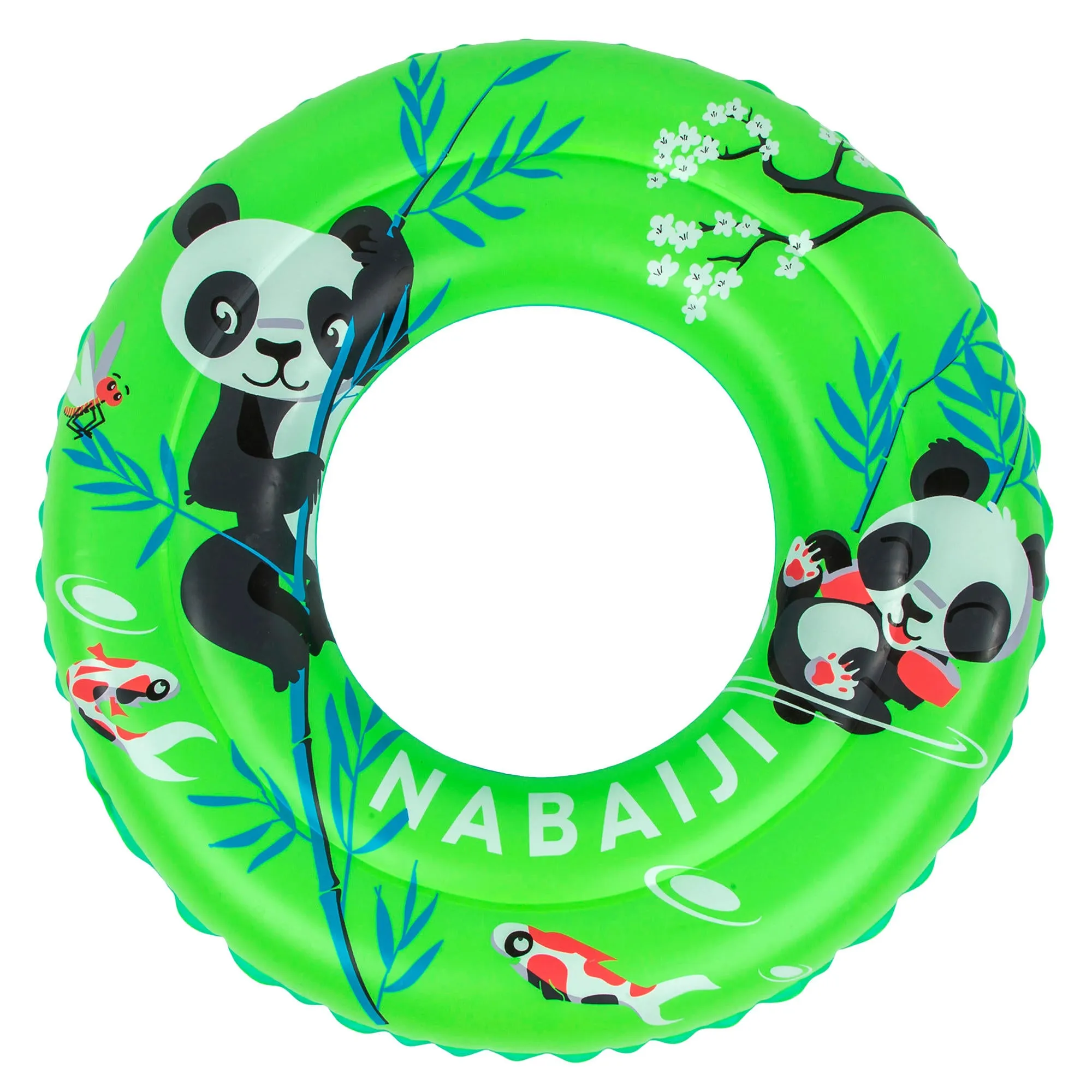 Nabaiji Swimming inflatable 51 cm pool ring for kids aged 3-6 - Green "PANDAS" print