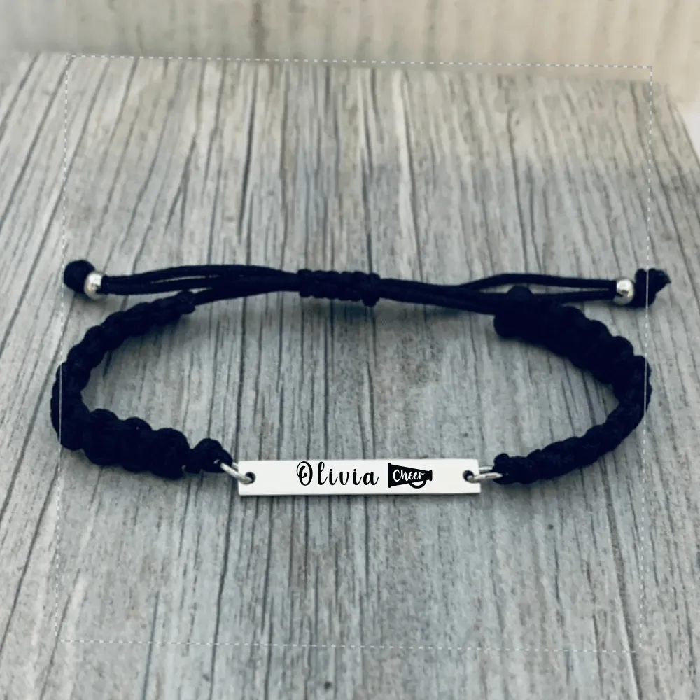 Personalized Engraved Cheer Bar Rope Bracelet