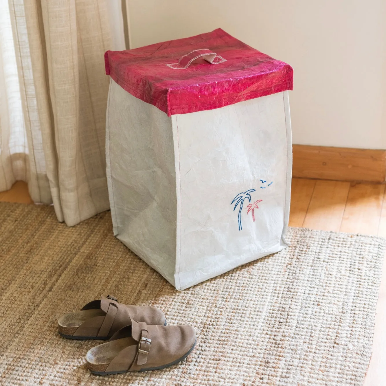 Pink Palms Storage Basket with lid (Laundry, Clothes, toys, etc.)