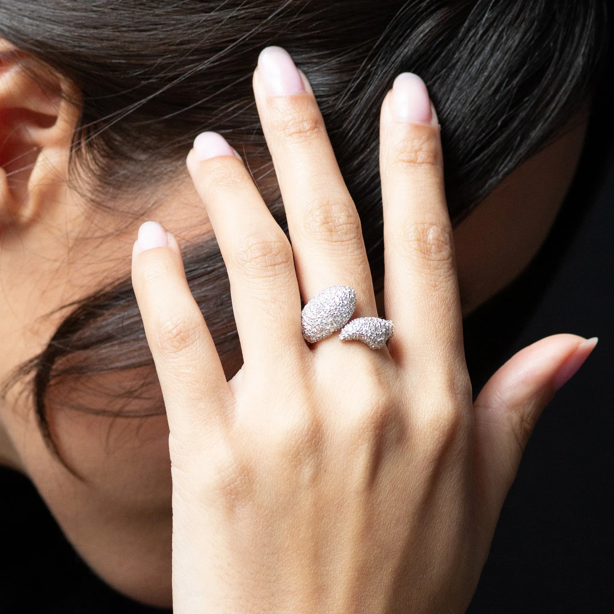 "Perseverance" Fish Pave Sapphire Sterling Silver Ring