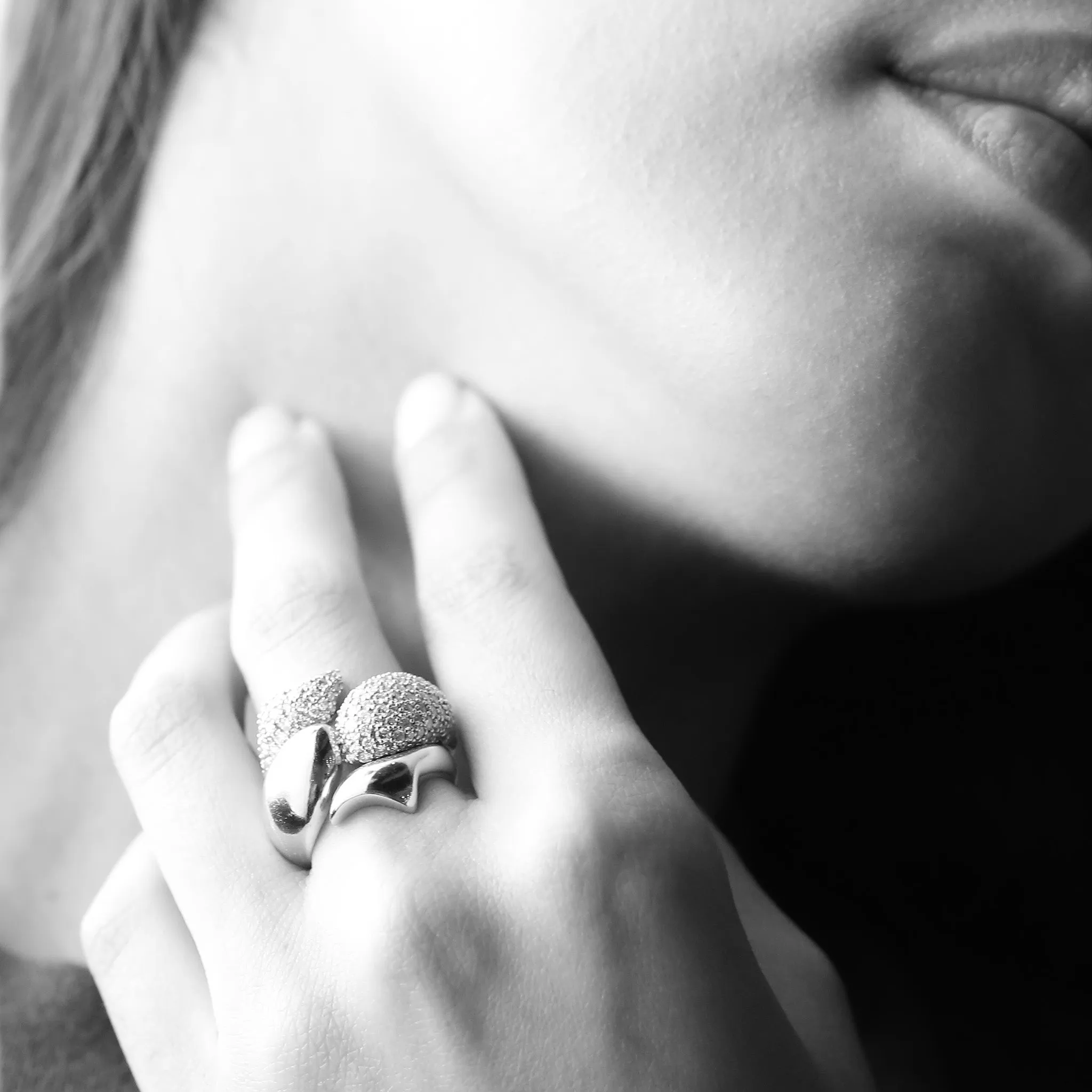 "Perseverance" Fish Pave Sapphire Sterling Silver Ring