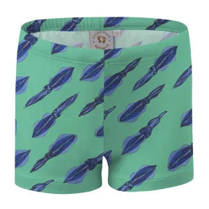 Squiddy Tales (Green) Swim Shorts