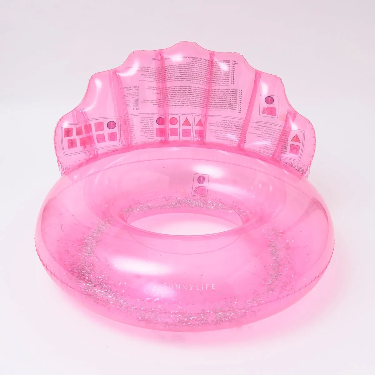 SUNNYLiFE Pink Color Inflatable Luxe Pool Ring Shell Bubblegum