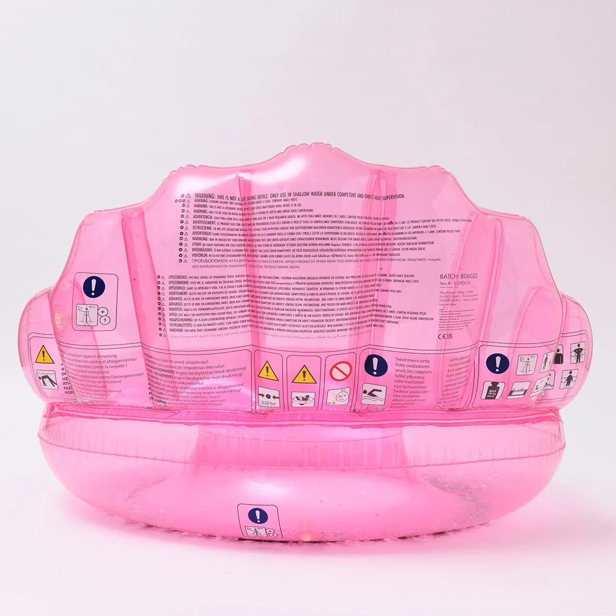 SUNNYLiFE Pink Color Inflatable Luxe Pool Ring Shell Bubblegum