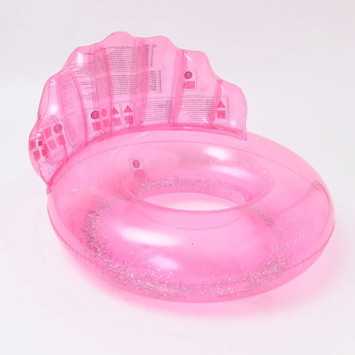 SUNNYLiFE Pink Color Inflatable Luxe Pool Ring Shell Bubblegum