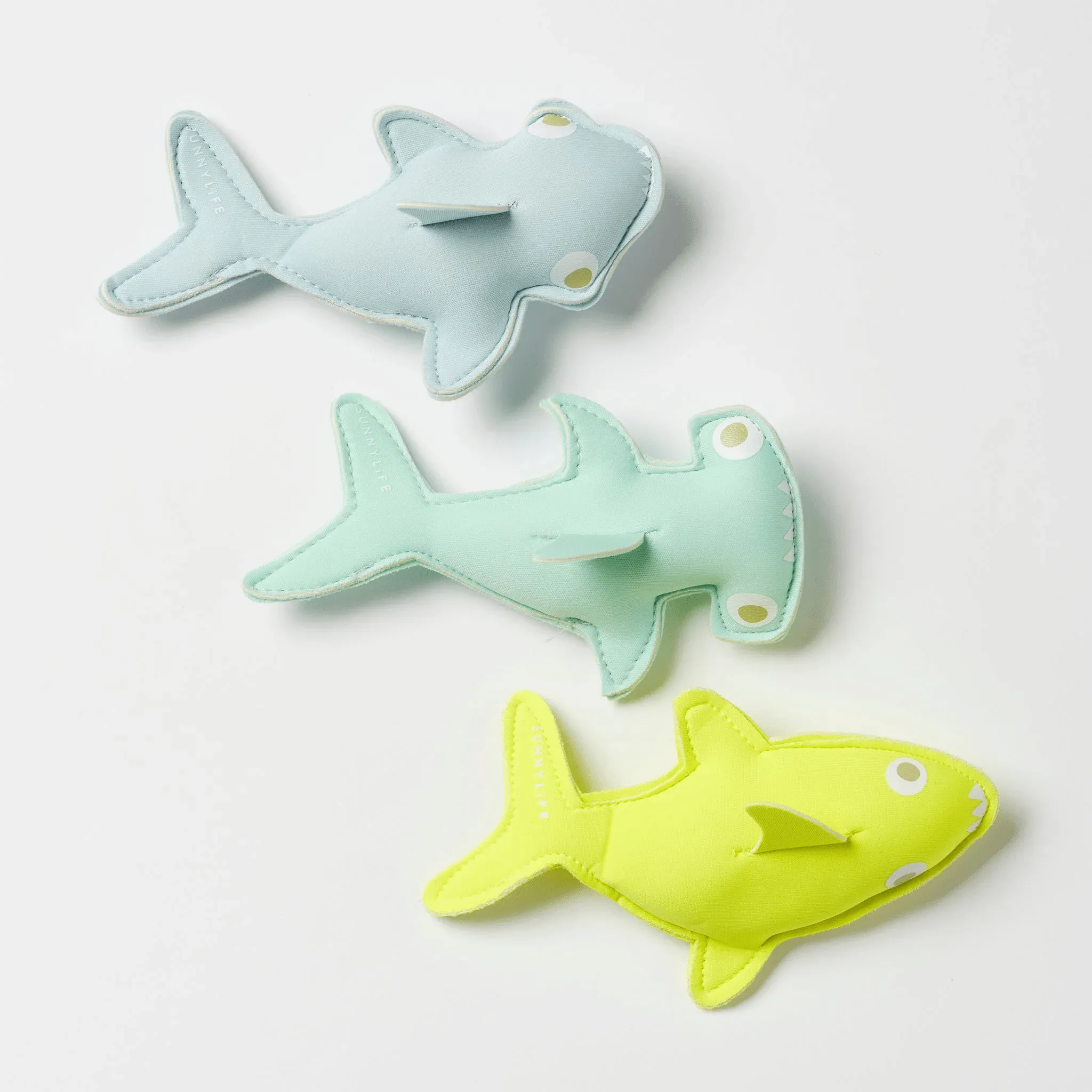 SUNNYLiFE Salty the Shark Dive Buddies Aqua Neon Yellow Set of 3