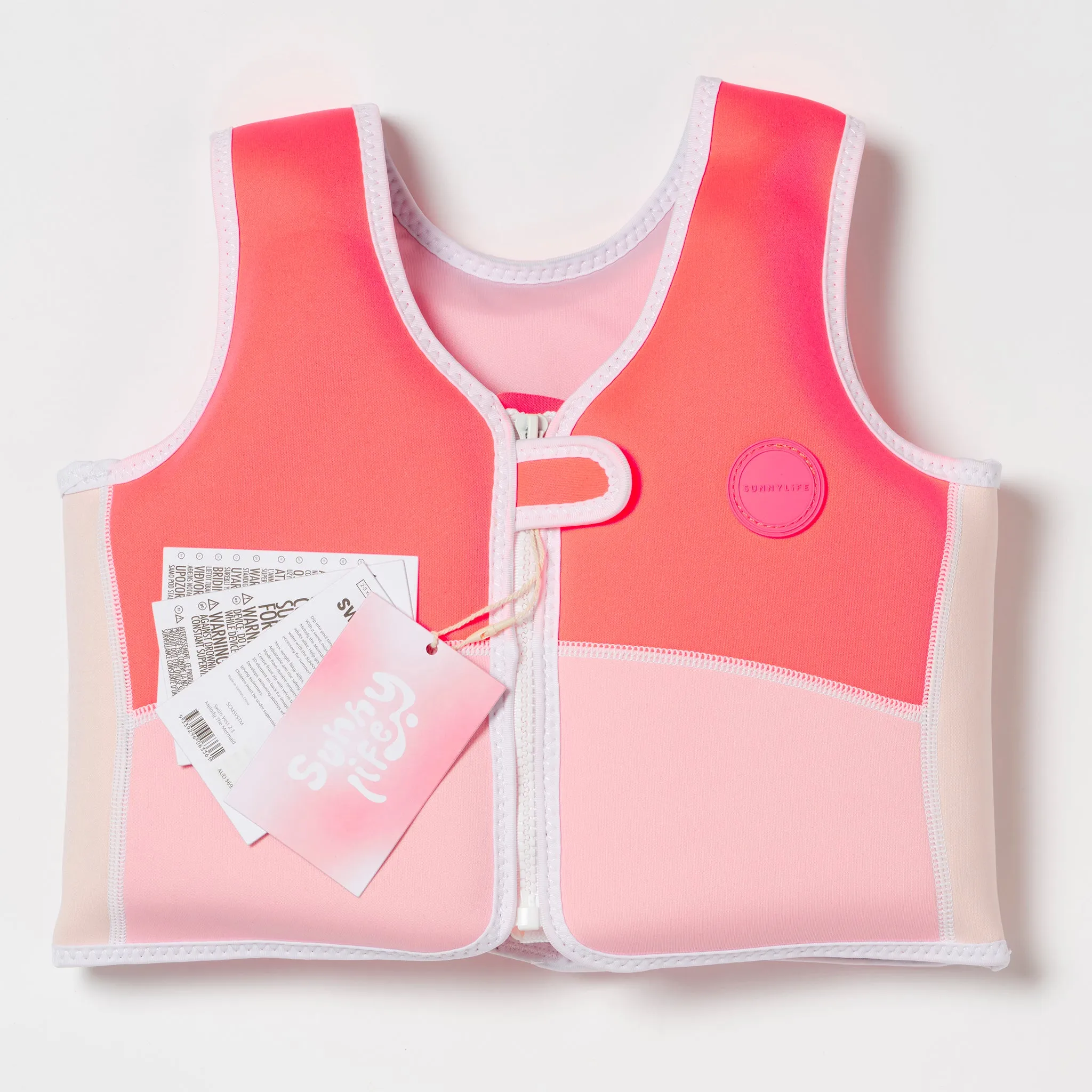 Swim Vest 2-3 | Melody the Mermaid Neon Strawberry