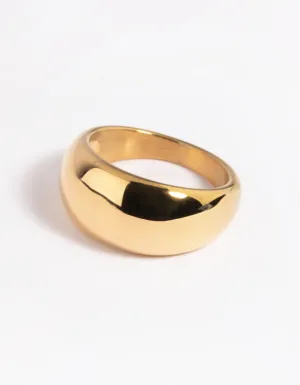 Waterproof Gold Plated Stainless Steel Dome Ring