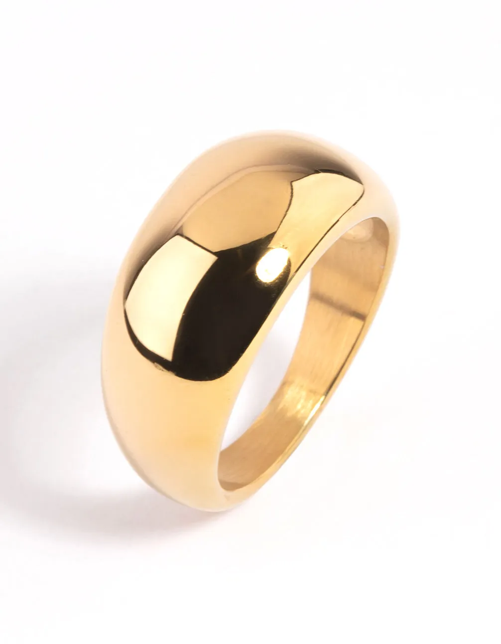 Waterproof Gold Plated Stainless Steel Dome Ring