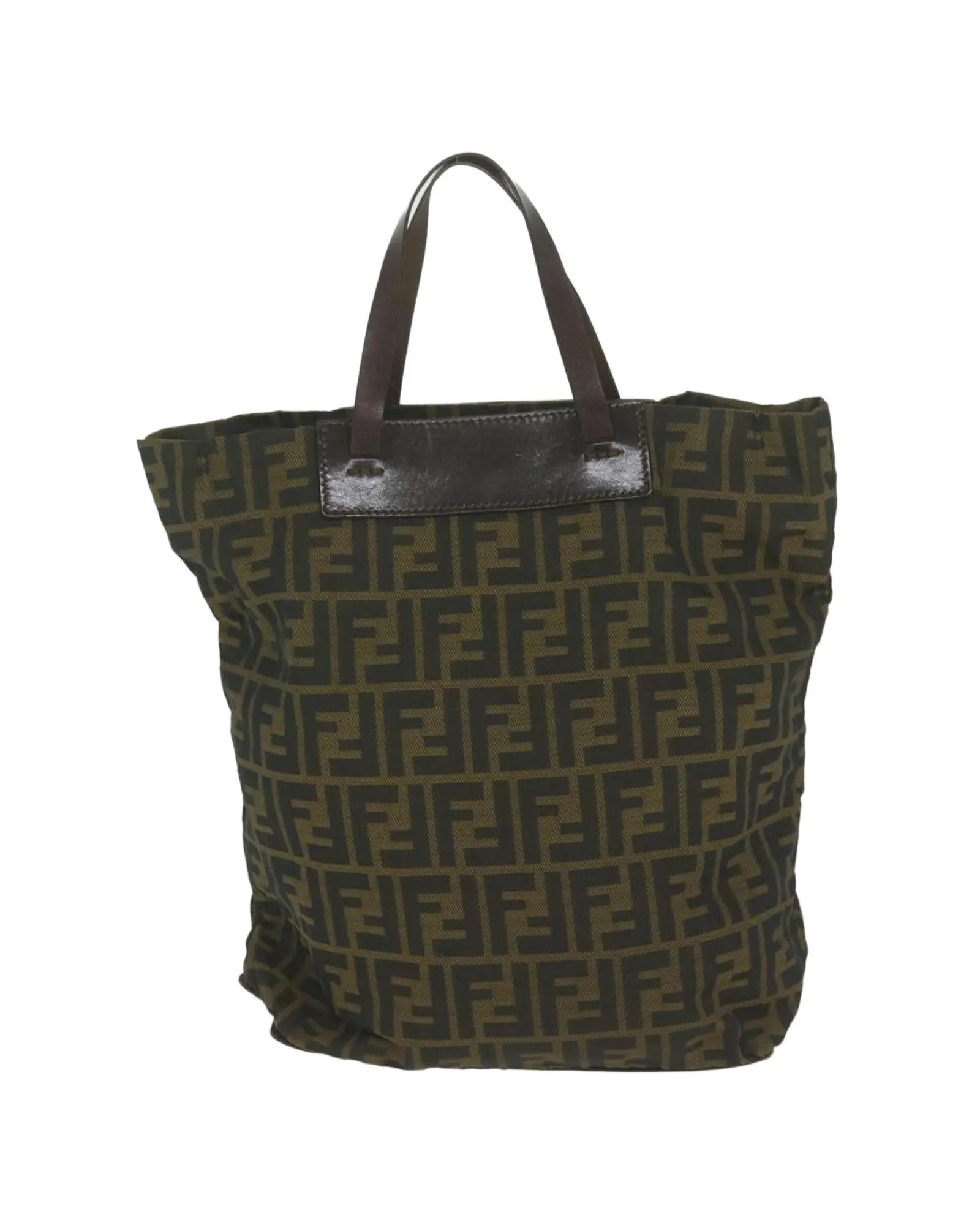 Zucca Canvas Tote Bag in Black and Brown by Fendi