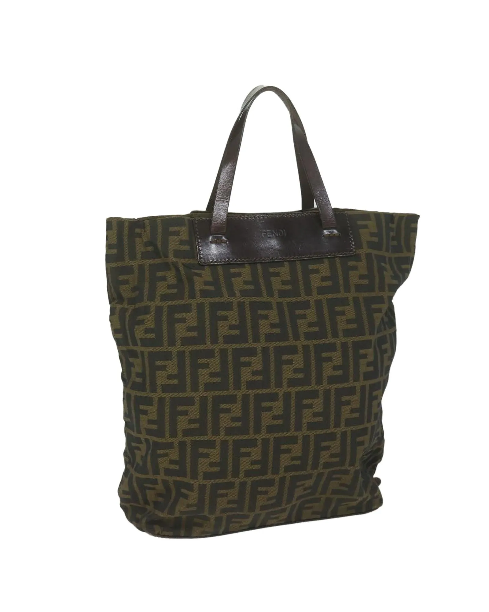 Zucca Canvas Tote Bag in Black and Brown by Fendi